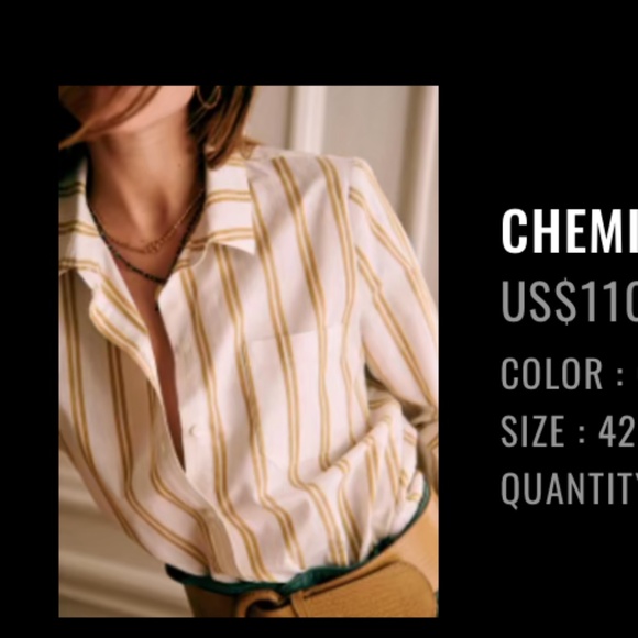 Sezane Tomboy Shirt Ocre Ecru - Size 42 - Picture 1 of 2